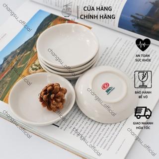 Đĩa chấm sứ đựng gia vị - Dĩa sứ trắng chấm nước mắm, tương xì dầu - Chàng Sứ HC03D