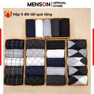 Tất nam cổ cao công sở kháng khuẩn cao cấp đóng hộp 5 đôi 5 màu MENSON TN01 Tất vớ nam cổ trung hộp quà tặng bạn trai