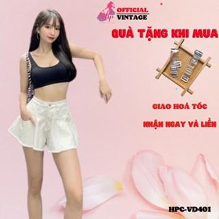 Quần đùi ống rộng lưng cao, quần short kaki đen trắng nữ tua rua kiểu hàn quốc mã VD401