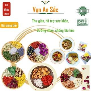 Trà hoa thảo mộc dưỡng nhan Vạn an sắc detox giảm cân thanh nhiệt mát gan thanh lọc cơ thể hoa cúc atiso nhài đậu biếc