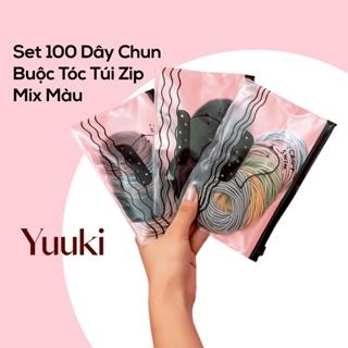 Set 100 Dây Chun Buộc Tóc Trơn Dựng Túi Zip Mix Màu