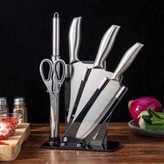 Bộ dao kéo Nhật inox 6 món đúc nguyên khối cao cấp sử dụng cho nhà bếp, kháng khuẩn tốt - tặng kèm bộ để dao thớt  A18