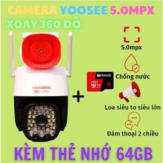 Camera wifi Yoosee PTZ kèm loa lớn, 4 râu 5.0mpx, xoay 360 độ, xem đêm có màu, tích hợp đèn báo động, bảo hành 12 tháng