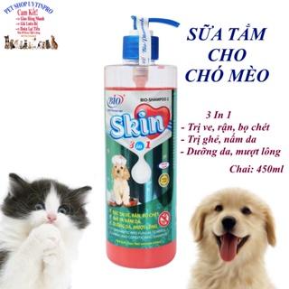 SỮA TẮM CHO CHÓ Bio Skin Trị Ve Rận Bọ Chét Ghẻ và Nấm Da Dưỡng Da Mượt Lông Chai 450ml Xuất xứ Việt Nam