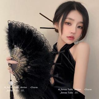 Quạt lông vũ viền ren cổ điển sang chảnh và quyến rũ cosplay sexy