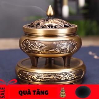 Lư Xông Trầm Hương - Đỉnh Đốt Nhang Bằng Đồng Đúc Nguyên Khối Cao Cấp Thiết Kế Tinh Xảo Kèm Lót Bông Chống Cháy