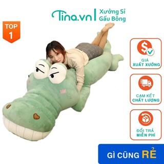 Gấu Bông Cá Sấu Mặt Ngáo Siêu To Khổng Lồ, Gối Ôm Thú Nhồi Bông Vải Co Giãn 4 Chiều Siêu Mềm Mịn Tina.vn