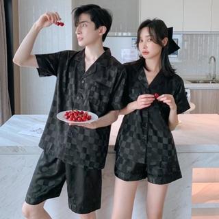 Bộ Đồ Pijama Lụa Cộc Tay Phù Hợp Cả Nam Và Nữ, Bộ Đồ Ngủ Cộc Tay Chất Lụa Gấm Cao Cấp