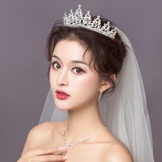 ♚✘Vương miện mũ đội đầu khí quyển rừng siêu cổ tích cô dâu cưới váy ba mảnh dành cho người lớn sinh nhật lưới màu đỏ