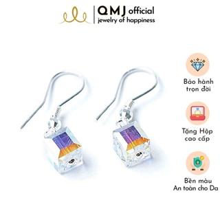 Bông tai nữ bạc phale 7 màu lấp lánh đá cao cấp QMJ Q428