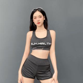 Set bộ đồ tập gym nữ ngắn gồm áo bra áo lưới quần đùi 2 lơp tập yoga gym aerobic thể thao co giãn