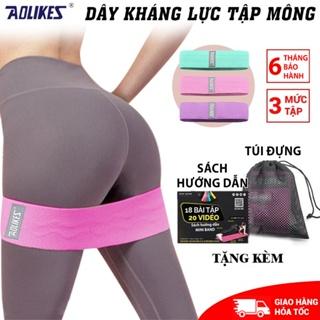 [TẶNG SÁCH HD+ TÚI LƯỚI] Dây kháng lực mini band tập gym, tập mông vải đàn hồi Aolikes 3604