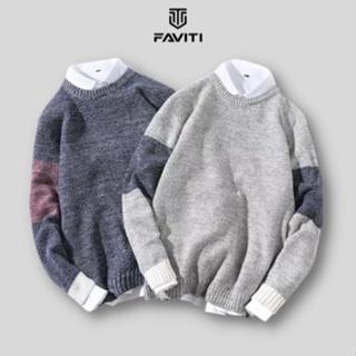 Áo Len Nam Faviti Dài Tay Cổ Tròn Hạt Gạo Cao Cấp Dày Dặn Phối Tay Thời Trang Unisex Phong Cách Ulzzang Hàn Quốc AL70