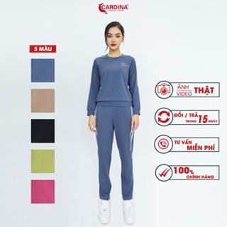 Đồ Bộ Nữ Thu Đông 𝐂𝐀𝐑𝐃𝐈𝐍𝐀 Chất Cotton Organic Cao Cấp Viền Sọc Dáng Thể Thao 2BT02