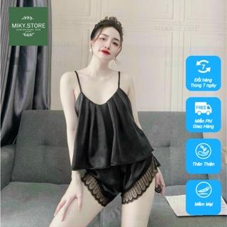 Đồ Ngủ Sexy MIKY Đồ Ngủ Nữ Lụa Satin Cao Cấp Mềm mại xinh xắn <65KG