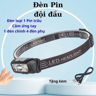Đèn Pin LED đội đầu cảm biến bằng tay, Đèn pha LED chống nước kèm sạc USB
