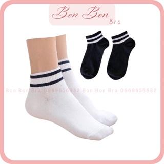 Tất kẻ sọc ngắn cổ