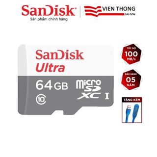 [Mã BMLTM50 giảm đến 50K] Thẻ nhớ microSDXC SanDisk Ultra 64GB upto 100MB/s 533x kèm đèn LED USB -