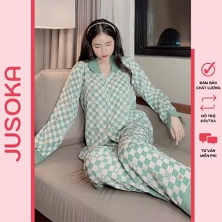 Đồ bộ nữ lụa ngủ pijama chất liệu Mango siêu mềm dễ thương mặc nhà dài tay quần dài JUSOKA