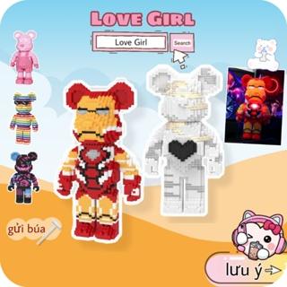 Bộ đồ chơi lắp ráp gấu lego Bearbrick iron man xếp hình cỡ lớn Love Girl làm quà tặng