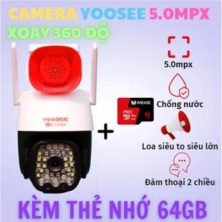 Camera wifi Yoosee PTZ kèm loa lớn, 4 râu 5.0mpx, xoay 360 độ, xem đêm có màu, tích hợp đèn báo động, bảo hành 12 tháng