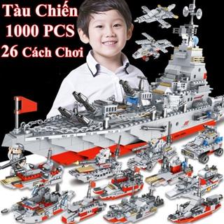 [1000CT-TÚI BÓNG] BỘ ĐỒ CHƠI LẮP GHÉP XẾP HÌNH Tàu Chiến Hạm, Lắp Ráp OTO Máy Bay - Size 46 cm