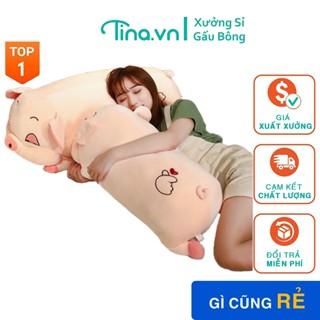 Gấu bông thú nhồi bông heo mắt híp khổng lồ chất liệu bông gòn cao cấp Size 45 -110 cm