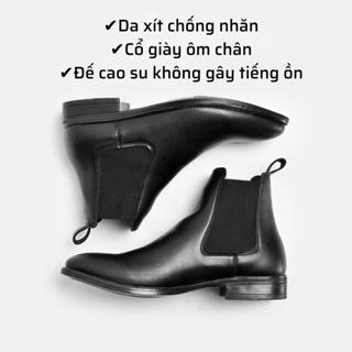 [da xịn - đế cao su] Giày bốt nam cổ cao da xít chống nhăn, đế cao su đã khâu đế, giày chelsea boot nam