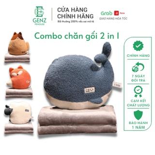Bộ chăn gối ngủ văn phòng gấp gọn chất liệu nhung mịn phù hợp cho dân văn phòng, du lịch và dã ngoại Genz pehouse