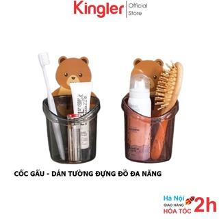 Cốc Gấu Dán Tường Để Bàn Chải - Kem Đánh Răng Dành Cho Bé, Sản Phẩm Tiện Dụng và Không Khoan Đục Tường. Kingler 4060