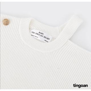 pass áo tingoan len trễ vai một bên sẻ vạt buộc dây trắng tingoan AFTER YOU SWEATER/WH
