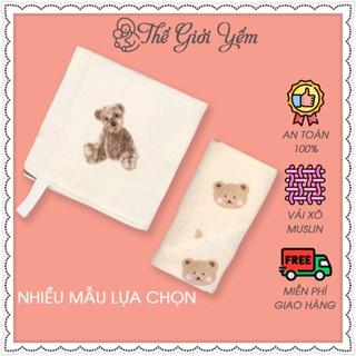 Khăn sữa cho bé khăn mặt xô 4 lớp muslin siêu mềm mịn vệ sinh lau mặt tắm rửa cho bé THẾ GIỚI YẾM