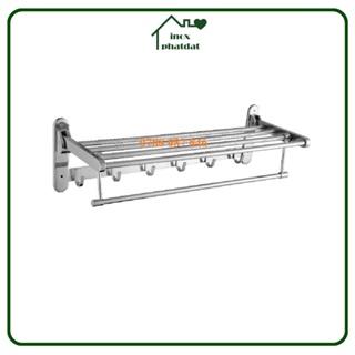 Máng khăn tầng đa năng Inox 304 PHÁT ĐẠT không rỉ sét, thanh treo khăn tắm , giá móc khăn mặt nhà tắm, vắt khăn (SP026A)