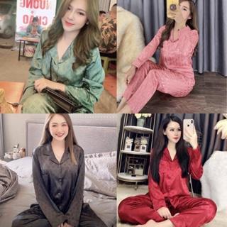 Bộ Đồ Ngủ Pijama Lụa Gấm Cao Cấp Áo Tay Dài