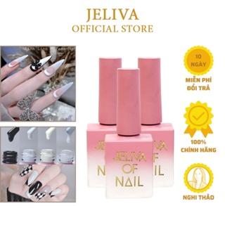 Nước sơn móng tay gel đen trắng nước gạo trắng sữa JELIVA 15ml