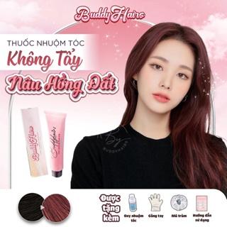 Thuốc nhuộm tóc màu NÂU HỒNG ĐẤT, NÂU HỒNG TRÀ, thuốc nhuộm tóc không cần tẩy, kem nhuộm tóc tại nhà Buddyhairs tặng kèm
