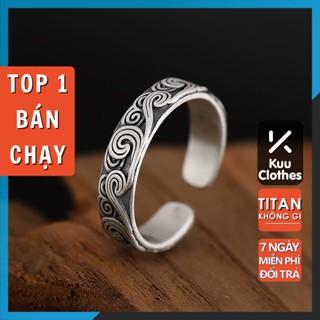 Nhẫn nam màu bạc tròn Vân Mây Cloudy Ring Kuu Clothes thời trang nam nữ unisex chất liệu Titan đẹp đơn giản không gỉ