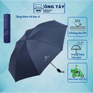 [Tặng vỏ bọc ô] Ô tự động có nút đóng mở - Ô che nắng che mưa, Dù gấp gọn phủ lớp chống tia UV