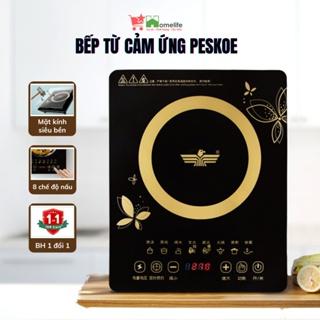 Bếp từ đơn cảm ứng PESKOE 2200W mặt kính chịu lực chịu nhiệt cao, 8 chế độ nấu, hẹn giờ ngắt tự động thông minh an toàn