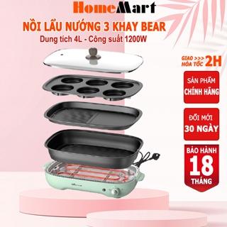 Nồi lẩu nướng đa năng BEAR bếp lẩu nướng 3 khay chống dính, công suất 1200W, HomeMart – Hàng chính hãng BH 18 tháng