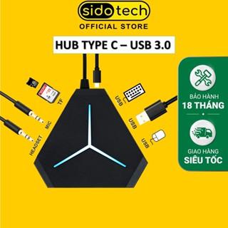 Bộ chia cổng HUB USB 3.0 SIDOTECH mở rộng kết nối đa năng 6 cổng USB tốc độ cao, cổng Audio, đầu đọc thẻ nhớ, đèn LED