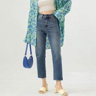 Weier.Q - Quần Jeans Cotton Nữ Form Straight Jeans Lưng Cao Ống Đứng Màu Aqua Blue (WMJ-02B)