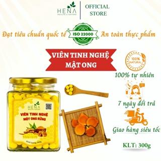 Viên Nghệ Mật Ong Rừng Hena 300g đựng hũ thủy tinh cao cấp