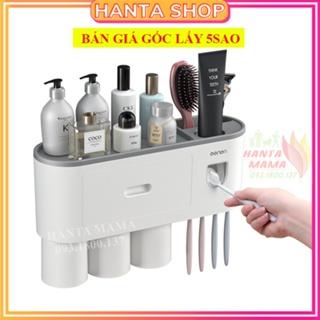 Kệ Để Bàn Chải Kem Đánh Răng , Bộ Nhả Kem Tự Động Không khoan tường (Tặng kèm miếng dán)