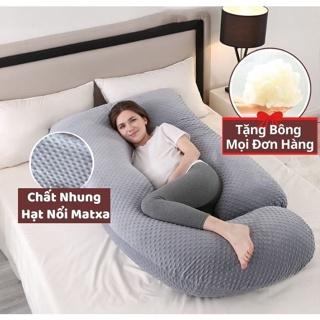 Gối ôm bà bầu hình chữ u vải nhung cao cấp tặng thêm bông - Tutimommy