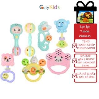 Bộ đồ chơi lục lạc 7 món cầm tay hình các nhân acvật hoạt hình cực vui nhộn dành cho bé, giúp bé tập cầm nắm - Gutykids