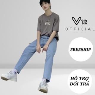 Quần jeans ống rộng nam nữ màu xanh phong cách unisex , quần baggy vải jeans không phai màu V12