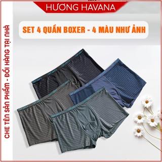 Set 4 quần sịp đùi boxer Nhật Bản vải thông hơi có size lớn - quần lót nam Havana MLQ02