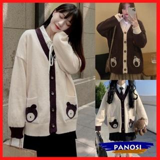 Áo khoác cardigan nữ form rộng thiết kế phối túi gấu chất len dày dặn hàng đẹp PANOSI - A52