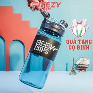 Bình đựng nước thể thao tập gym nhựa có ống hút và tay cầm 1700ml BEBK CUPS FITEZY HCM